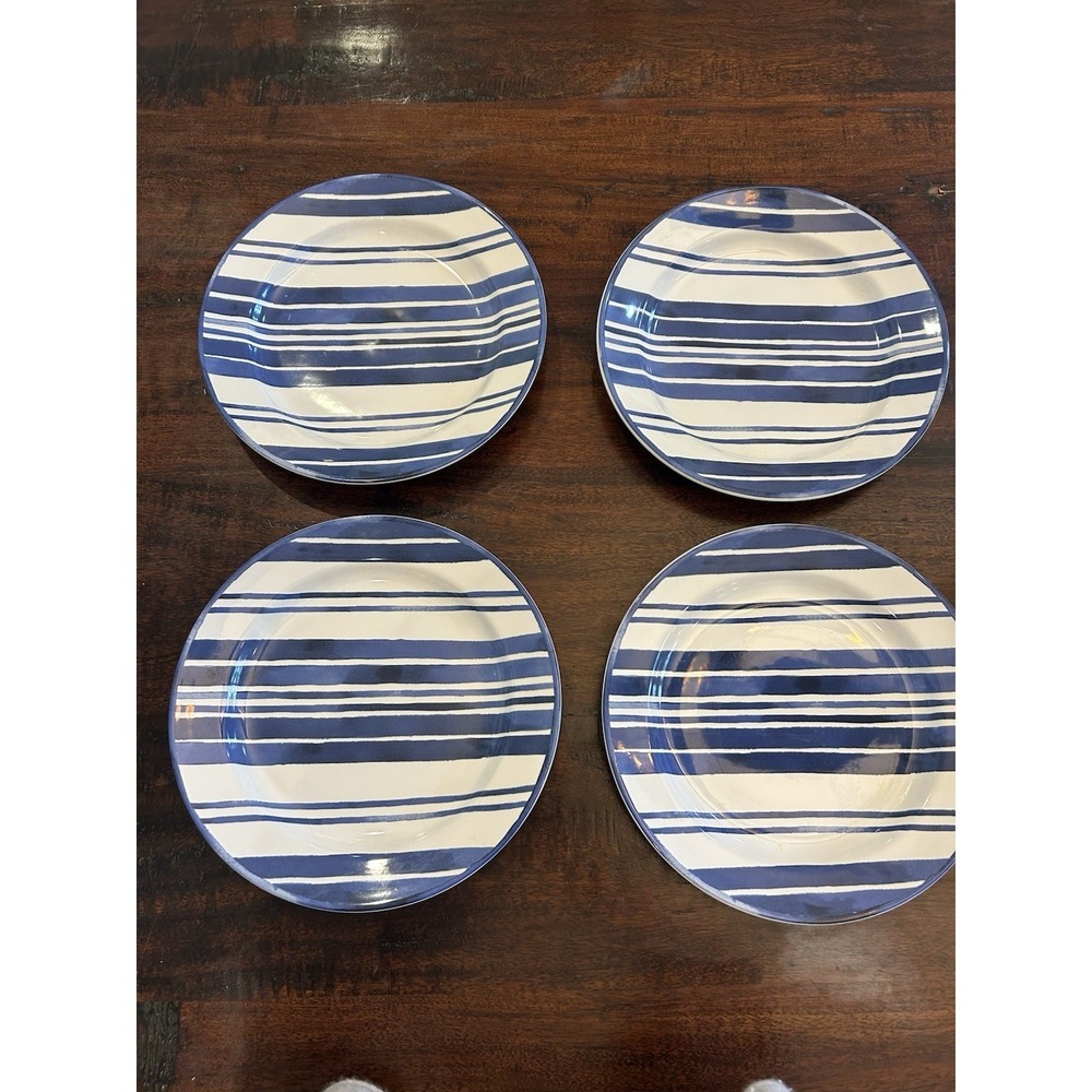 Ralph Lauren Cote d'Azur Stripe Dinner Plates Set of 4 11in Blue/White